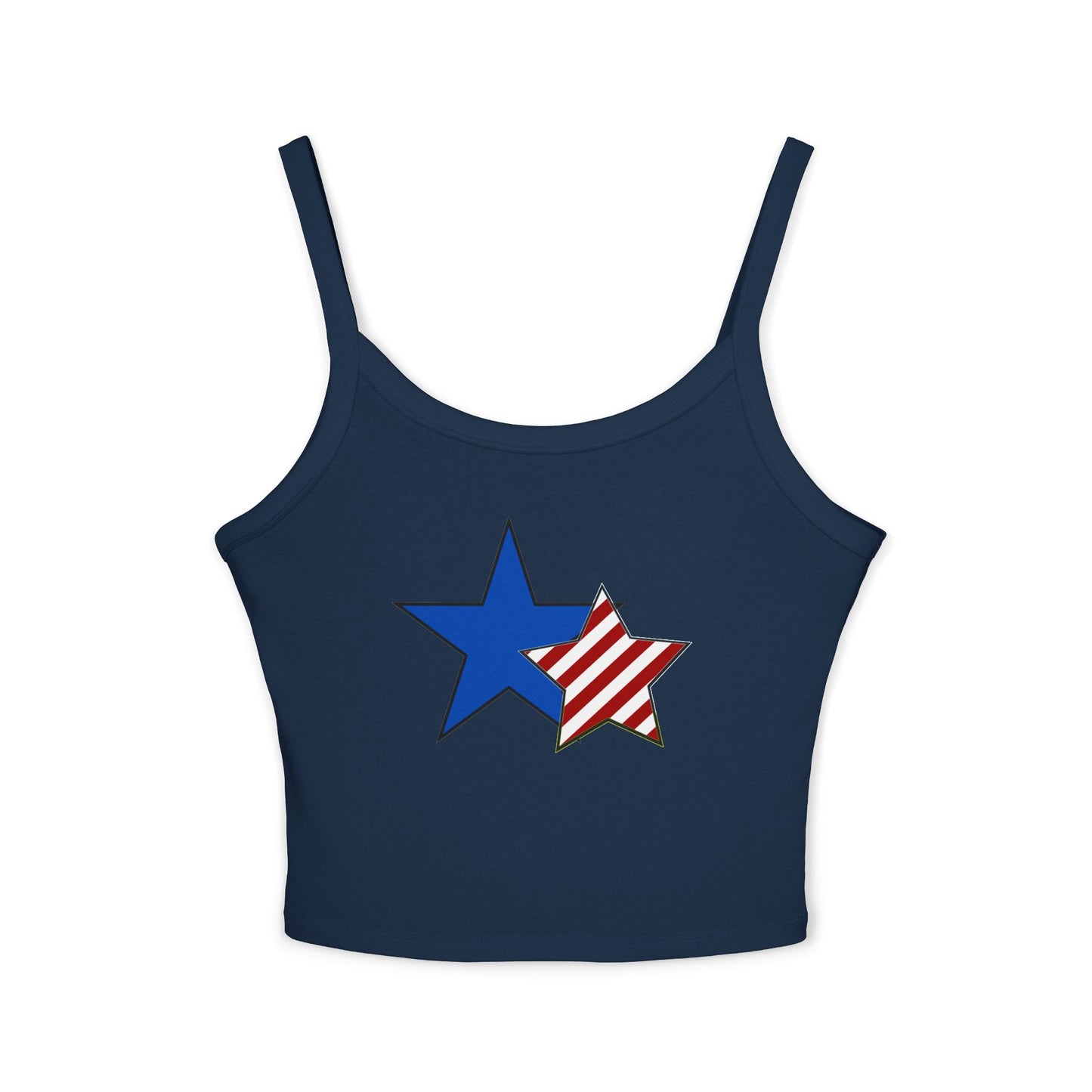 Cute Patriotic Star Tank Top — Red White & Blue Spaghetti Strap Crop