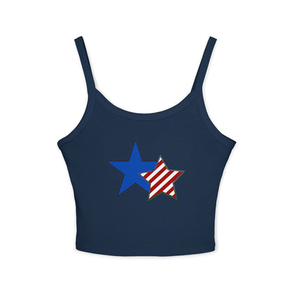 Cute Patriotic Star Tank Top — Red White & Blue Spaghetti Strap Crop