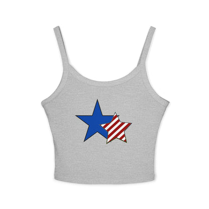 Cute Patriotic Star Tank Top — Red White & Blue Spaghetti Strap Crop