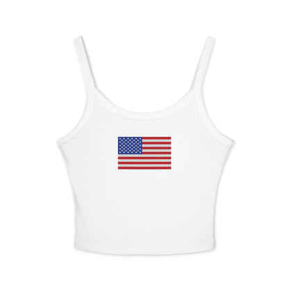 American Flag Spaghetti Strap Tank — Patriotic Women's Crop Top for 4th of July