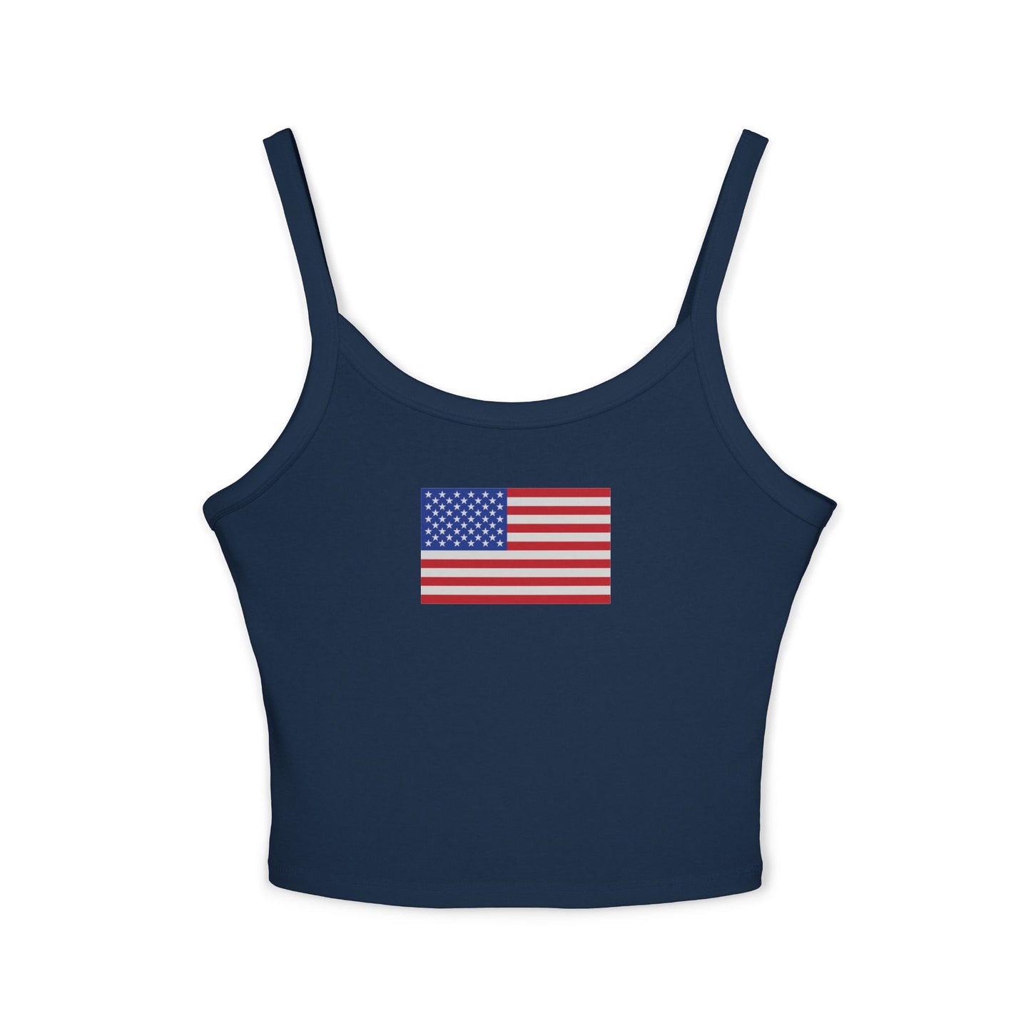 American Flag Spaghetti Strap Tank — Patriotic Women's Crop Top for 4th of July