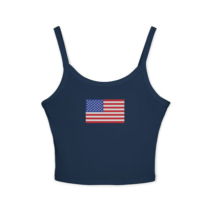 American Flag Spaghetti Strap Tank — Patriotic Women's Crop Top for 4th of July