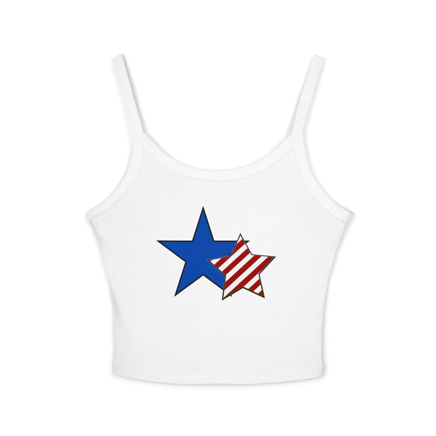 Cute Patriotic Star Tank Top — Red White & Blue Spaghetti Strap Crop