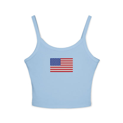 American Flag Spaghetti Strap Tank — Patriotic Women's Crop Top for 4th of July