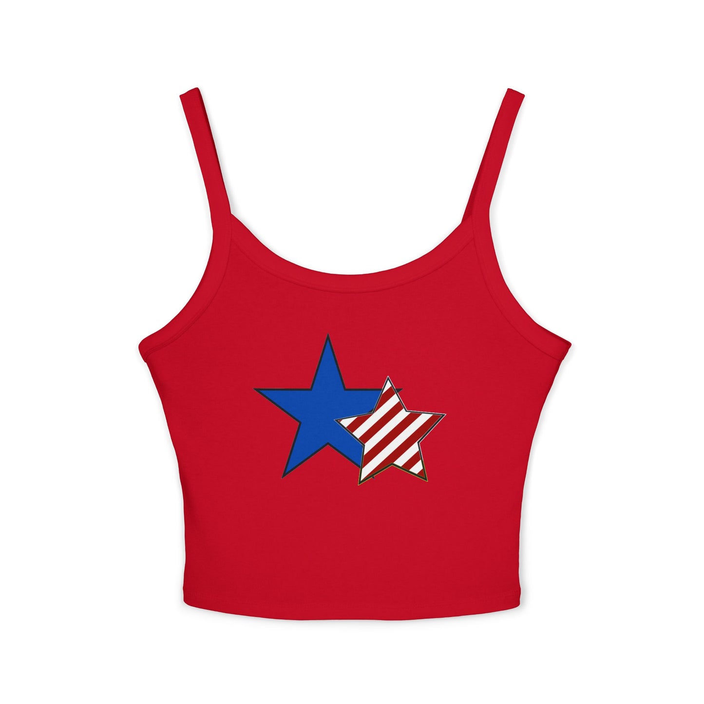 Cute Patriotic Star Tank Top — Red White & Blue Spaghetti Strap Crop